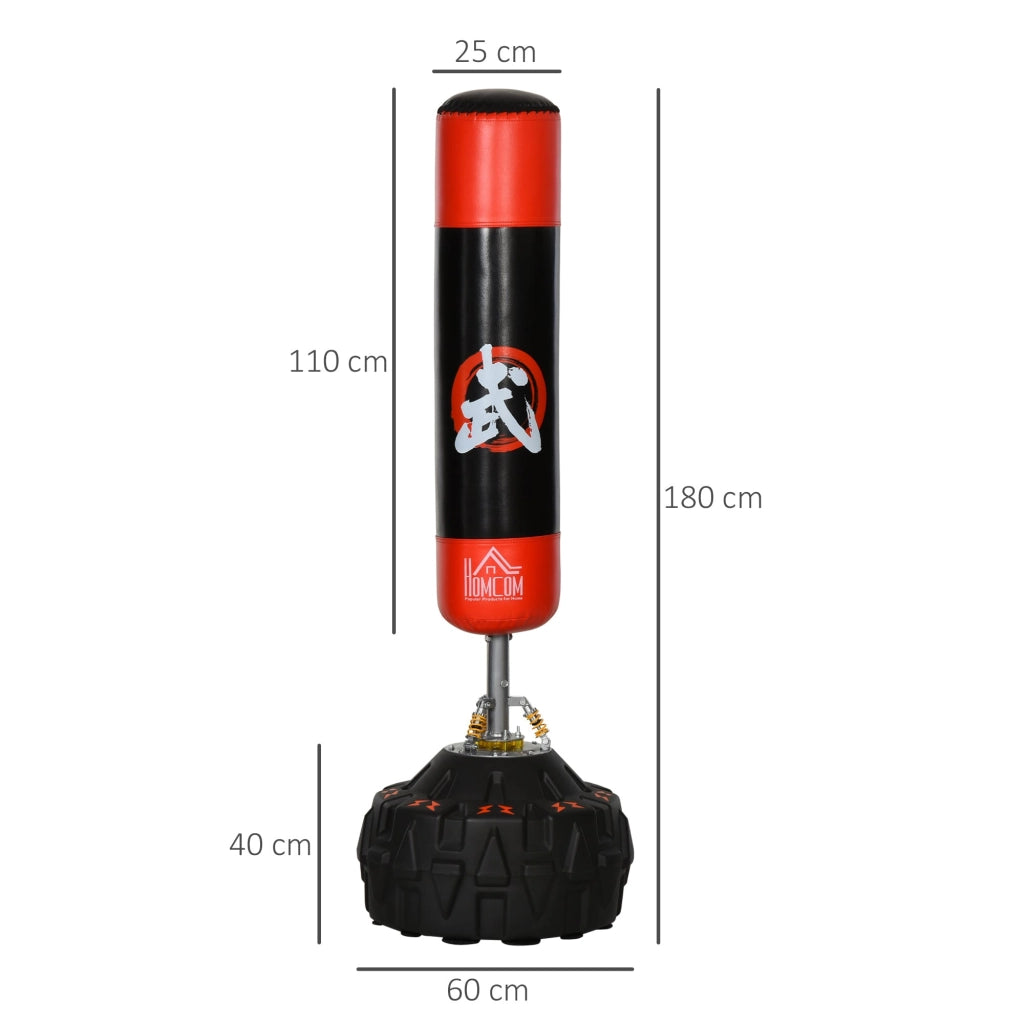 Sacco Boxe Kickboxing da Terra Ø60x180 cm  Nero e Rosso