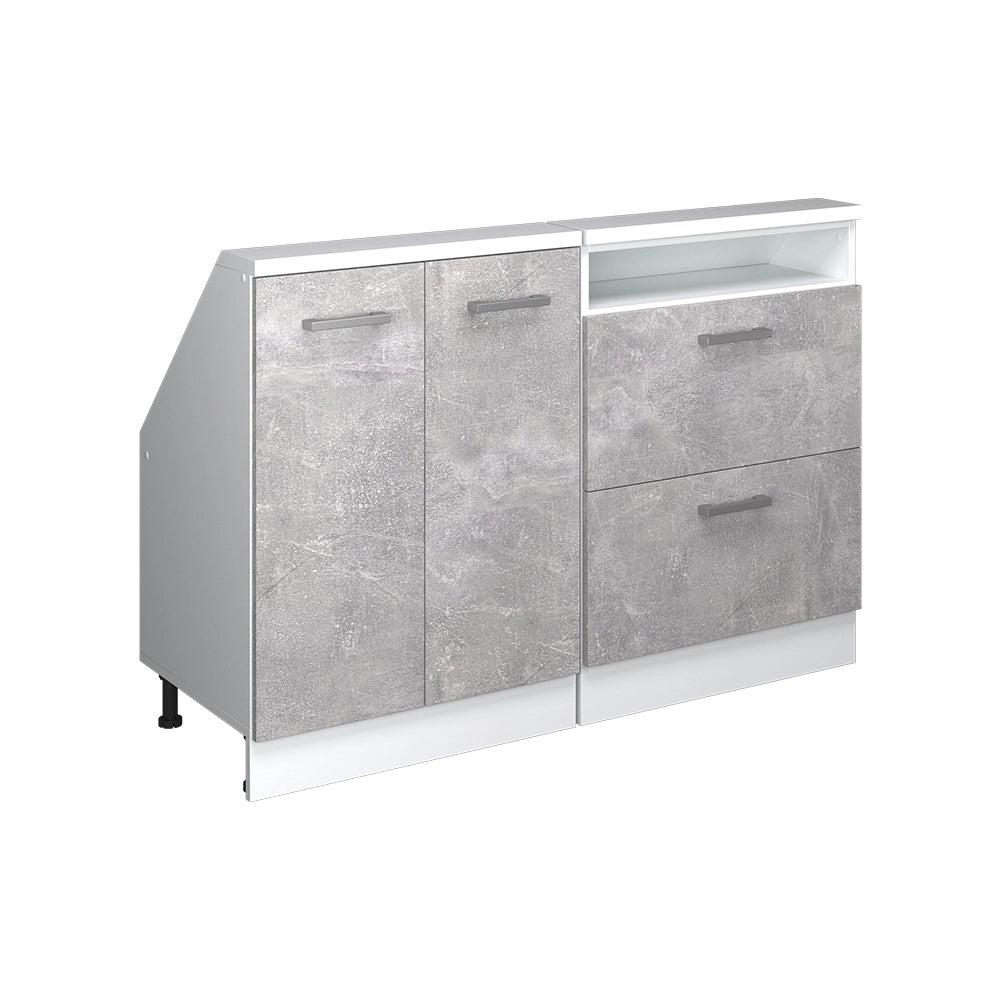 Set di mobili sottotetto Rion Calcestruzzo/Bianco Set di 2 Vicco