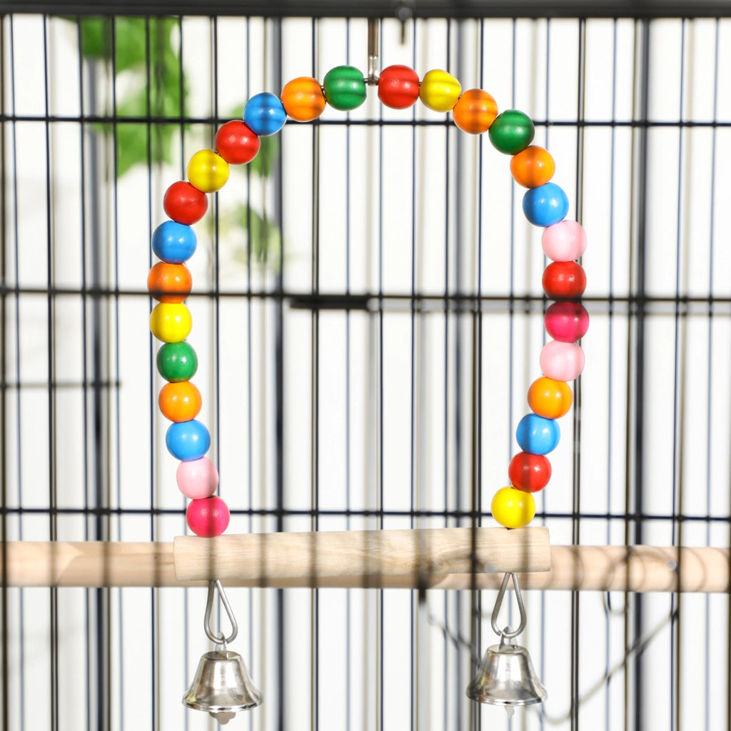 Gabbia per Uccelli in Acciaio con Posatoi e Giochi ¨C zephmum ¨C Nero 79x49x133 cm