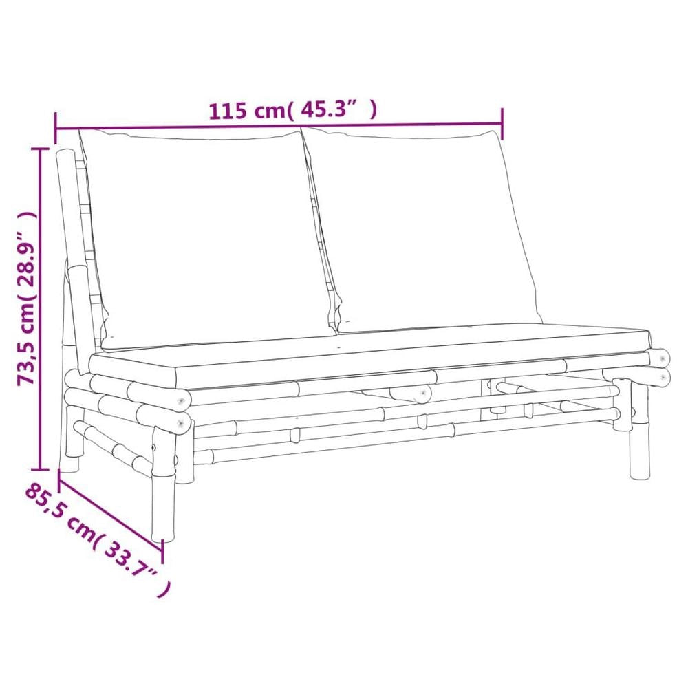Garden Bench With Cream-white Cushions, Bamboo