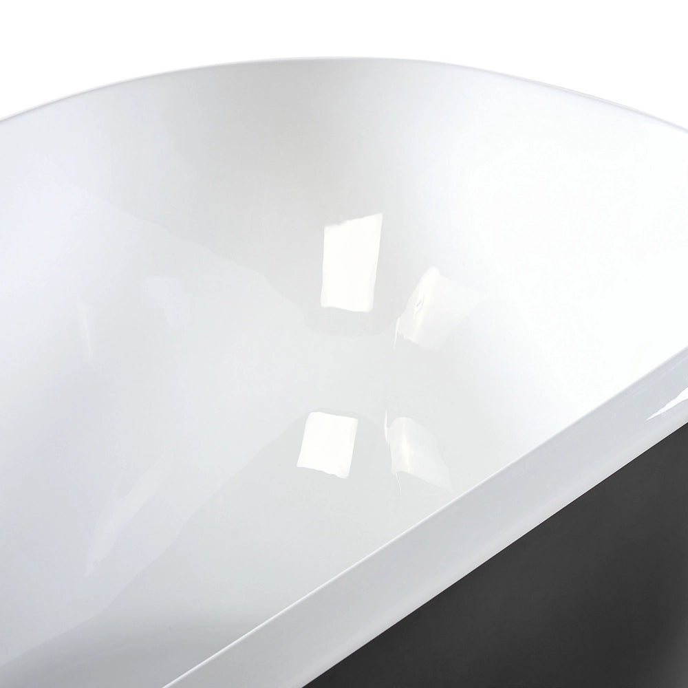 Vasca da bagno freestanding nera sanitaria ovale in acrilico singolo 170 x 77 cm dal design moderno