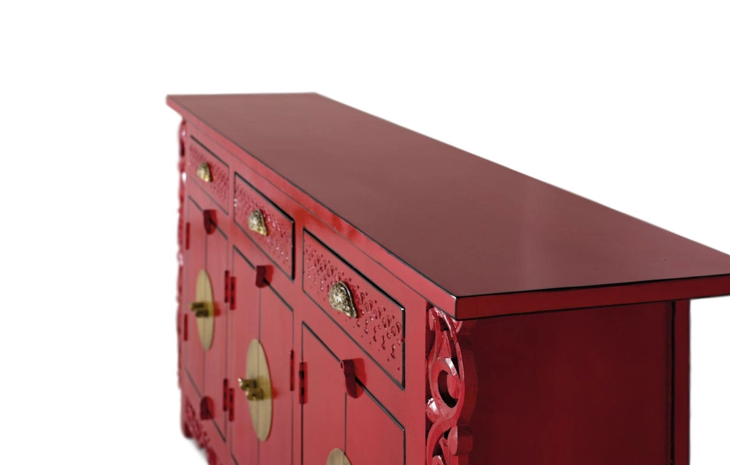 Credenza con 6 ante e 3 cassetti in legno di mango