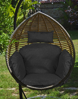 Cuscino da giardino AIO FACTORY 112x113 cm impermeabile nero per sedia sospesa