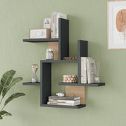 Scaffale da Parete Reyna Libreria da Muro 66 x 63 x 15 cm Antracite / Effetto Legno [en.casa]