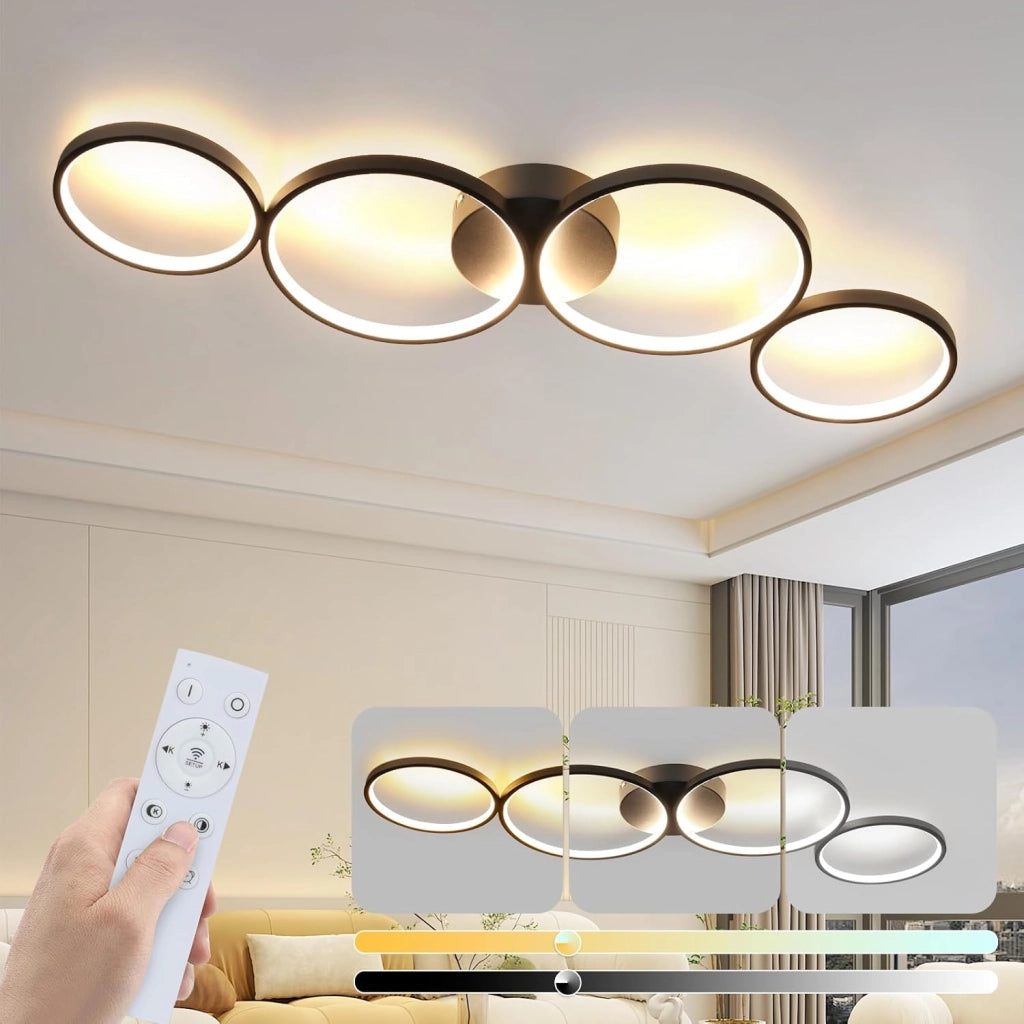 ZMH Lampada da soffitto plafoniera LED moderna telecomando design elegante 4 fiamme