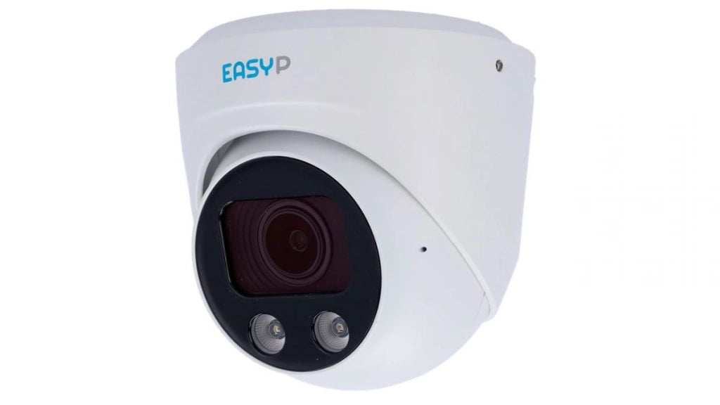 Telecamera Turret IP AI EASY-P 5MP Ottica Motorizzata 2.7~13.5 mm IR 40 m Luce bianca 30 m Microfono Installazione Plug & Play