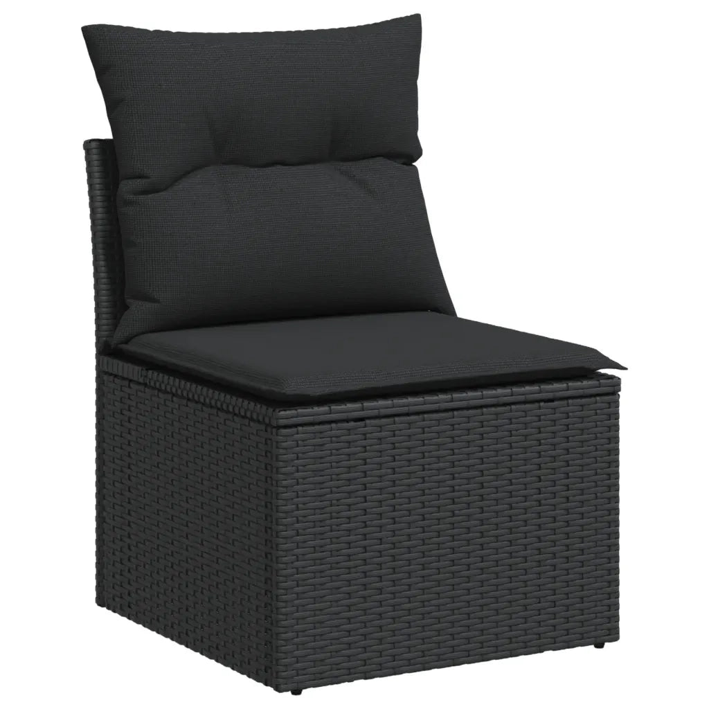Set Divani da Giardino 4 pz | Set Salotto da Giardino con Cuscini Nero in Polyrattan