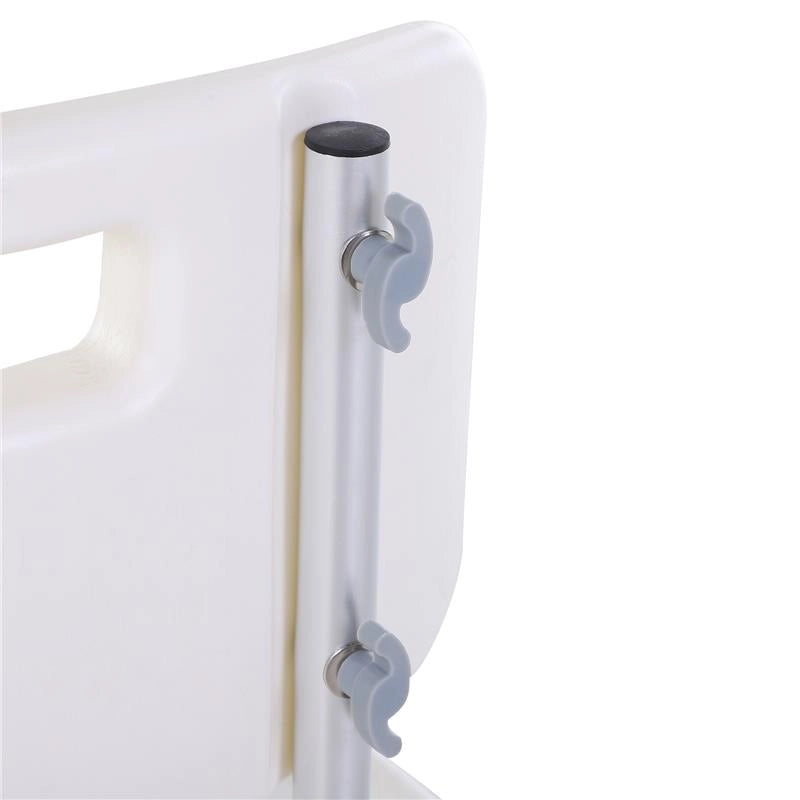 SEDIA DOCCIA REGOLABILE SU 8 LIVELLI CON FORI DI DRENAGGIO, IN ALLUMINIO E PE, 48X42X71-83.5 CM, BIANCO E ARGENTO