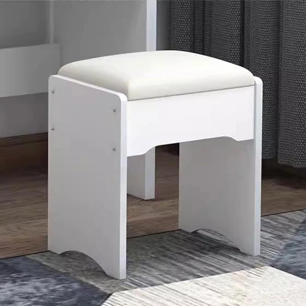 Trade Shop - Set Tavolo Da Toeletta Per Trucco Cosmetici Con Specchio Led Morbido Sgabello Cassetti - Bianco