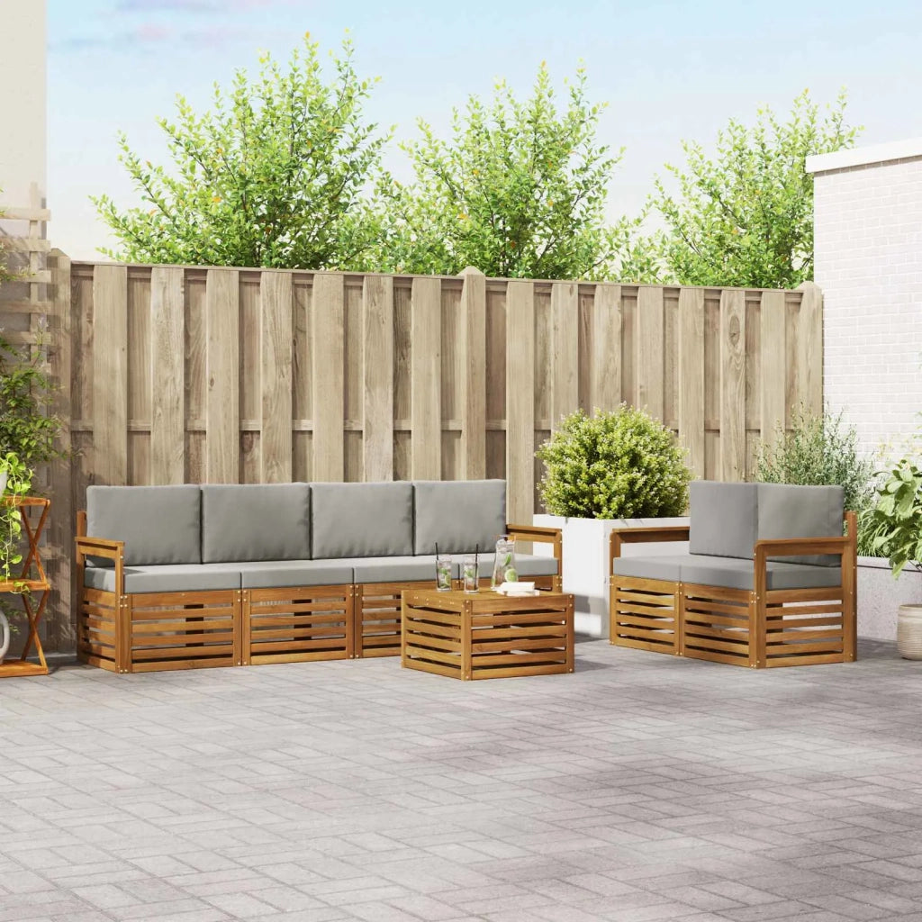 Set di divani da esterno 7 pcs Grigio Naturale e Chiaro 3374396