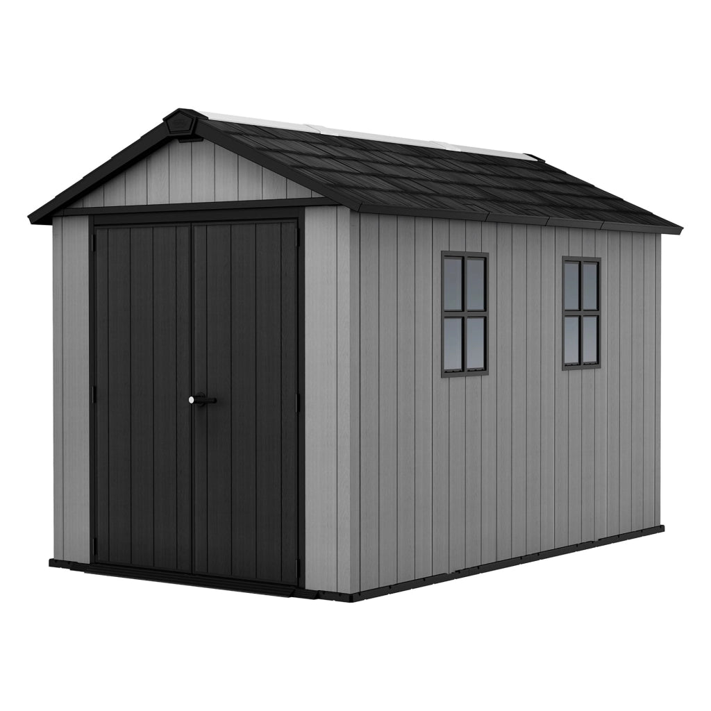 Rockport, Casetta da Giardino Lucchettabile, Finitura in Resina, 230x350x246h cm Grigio