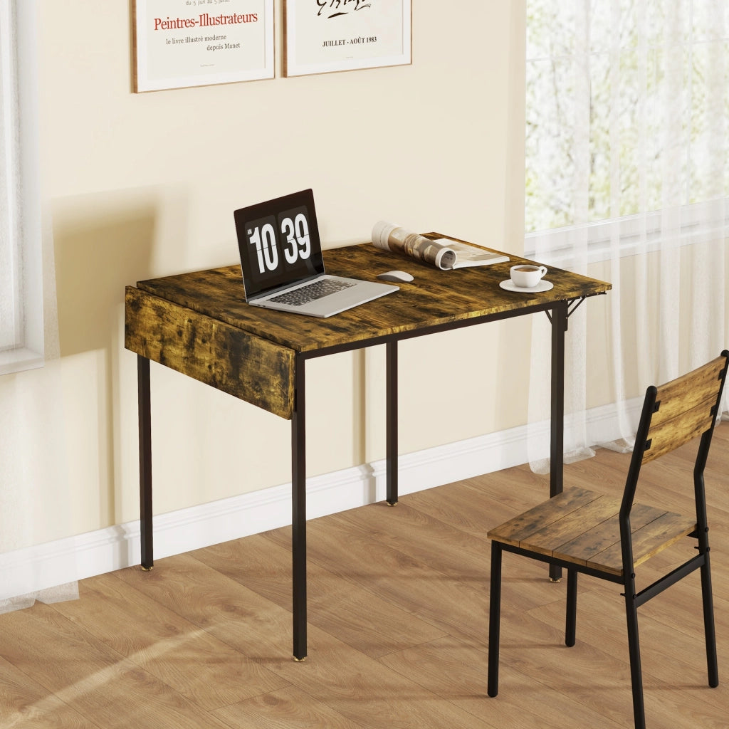 Tavolo da pranzo a ribalta ¨C zephmum ¨C legno e metallo, marrone, 120x79x79 cm