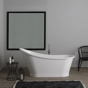 Vasca da bagno moderna freestandig in marmo resina ovale bianca 159cm Badok Almarie