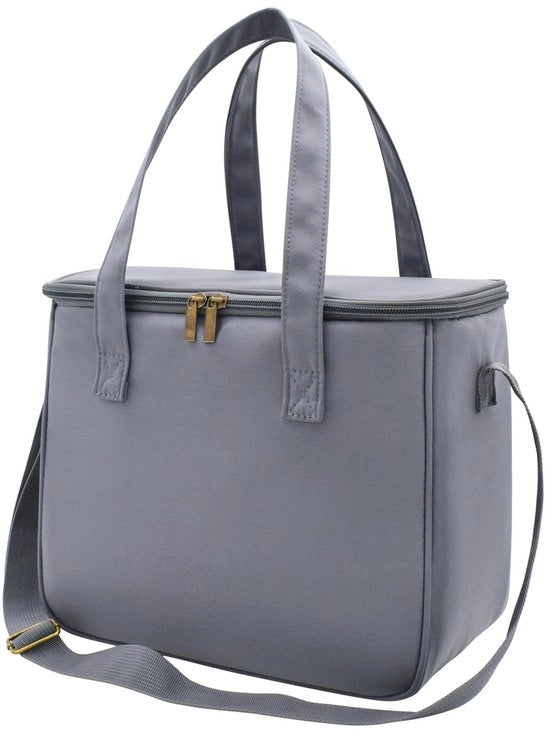 Borsa Isolante per Picnic Grande Riciclabile con Disegno di Fiori e Cinturino Regolabile (11,25L, A-Grigio)