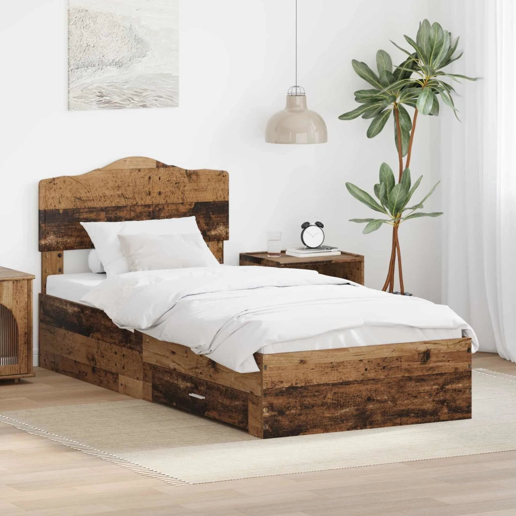 Struttura del letto con testiera Legno vecchio 100 x 200 cm