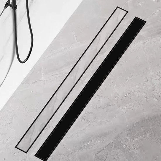 Douchegoot 50 cm - Matto nero - Acciaio inossidabile - Extra sottile