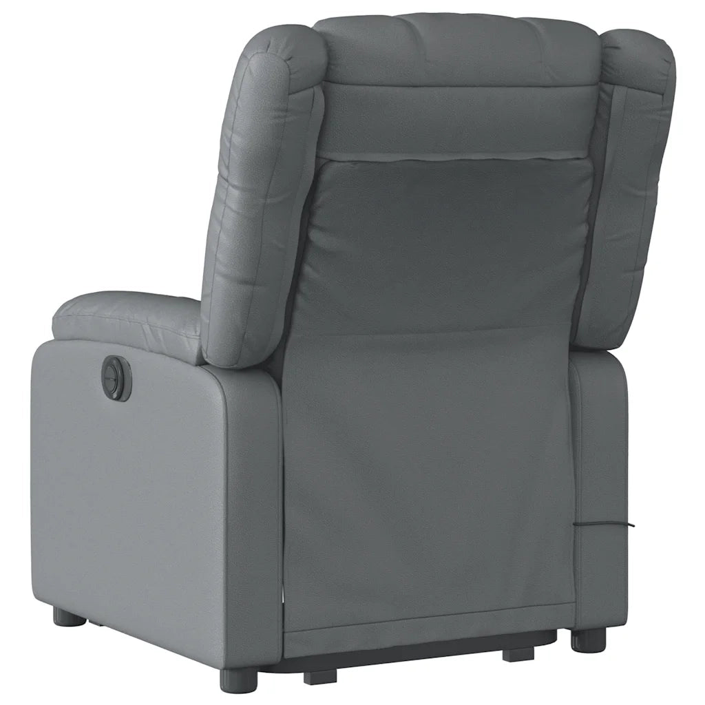 Divano Sedia-Poltrona Alzapersona Reclinabile Massaggio Grigio Similpelle 972444