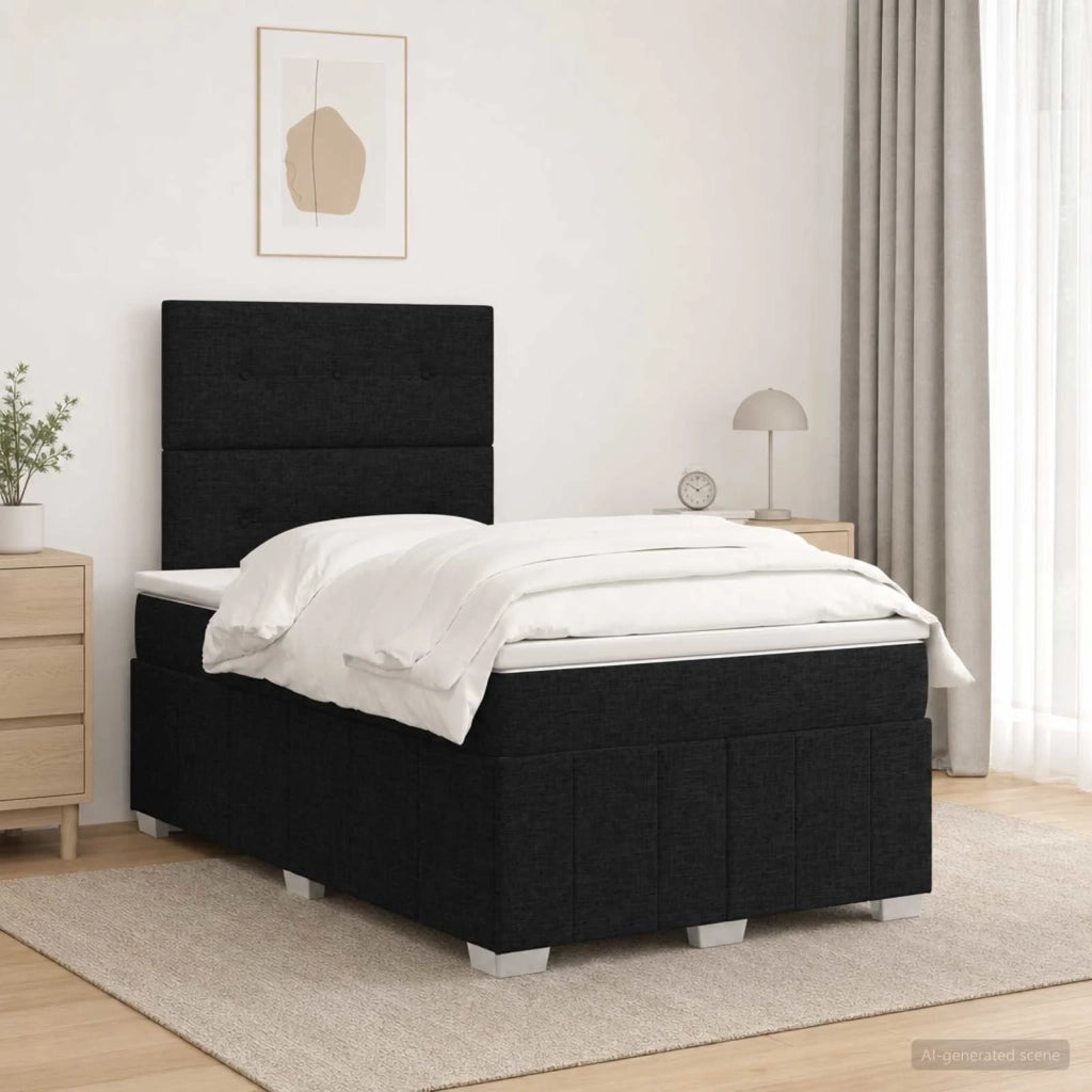 Letto Box Spring LED con Materasso Nero 120 x 190 cm Tessuto 3455558