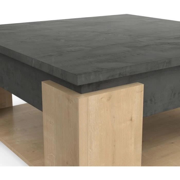 Tavolino quadrato AUSTIN - decoro rovere Hamilton e Sidewalk - L 80 x P 80 x H 37,2 cm - DEMEYERE