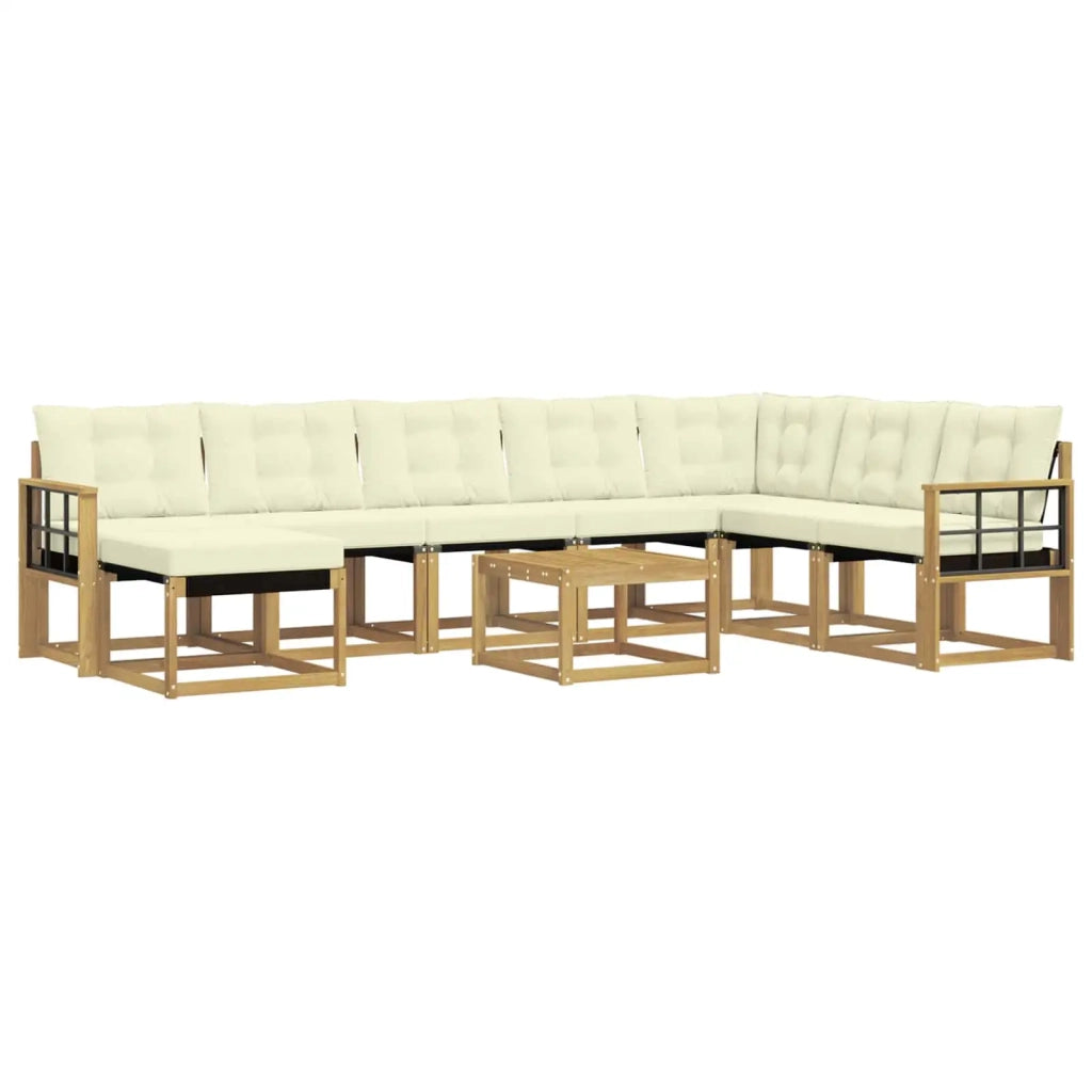 Set di divani da esterno con cuscino 9 pcs Bianco e Crema 3389792