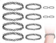 Set di collana da 4 pezzi - Choker regolabile - Accessori vintage - Bracciali/Anelli - Nero - Comodo e Sostenibile - Collana