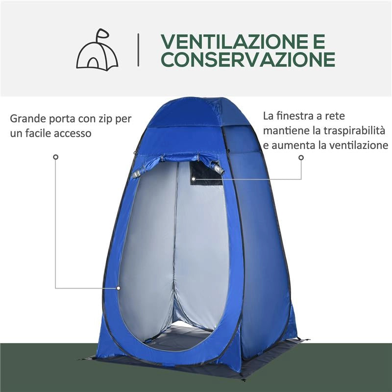 TENDA DOCCIA DA CAMPEGGIO E SPIAGGIA CON PORTA A CERNIERA E BORSA DI TRASPORTO 126X124X189 CM BLU SCURO