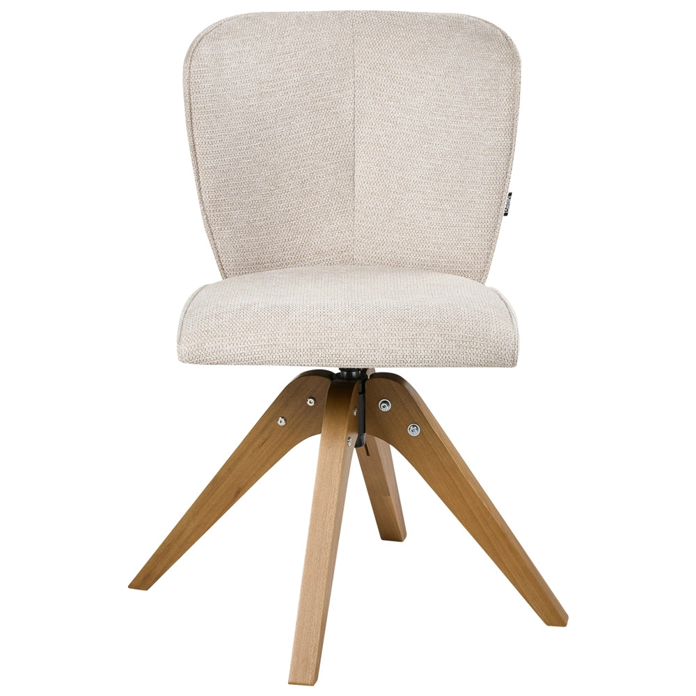 Set di 2 sedie da pranzo girevoli Rivestimento in tessuto beige chiaro Base con gambe in legno girevoli in metallo