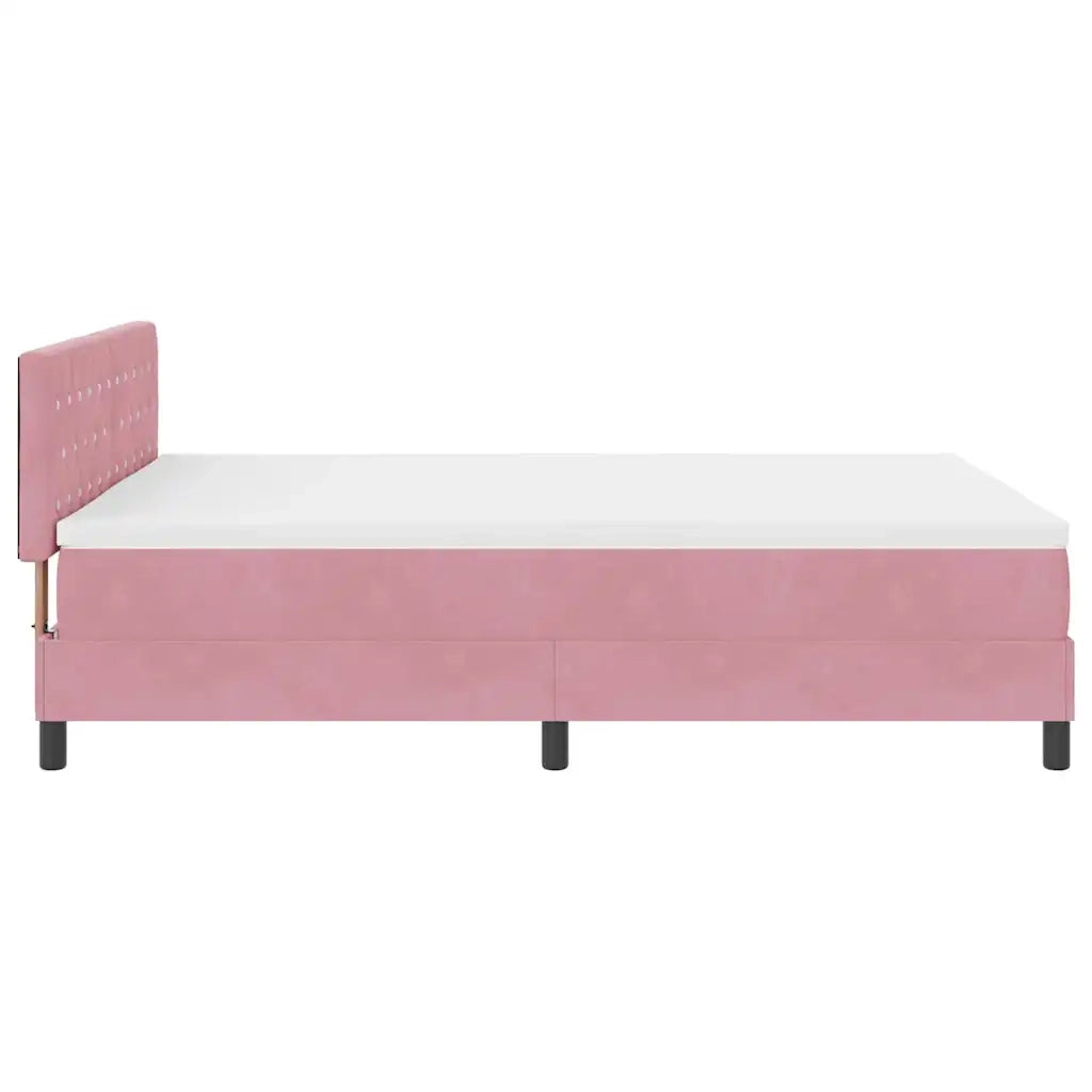 Letto a molle con materasso Rosa 140 x 200 cm Velluto 3339115