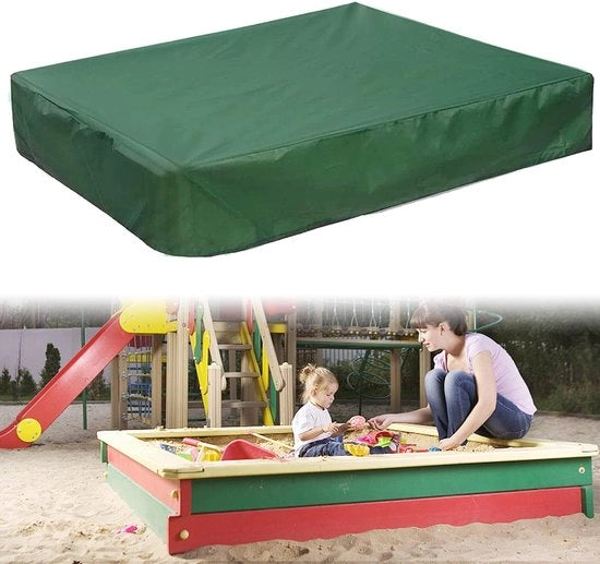 Sacchetto per sabbia, sacchetto per sabbia impermeabile verde, 150 x 150 cm, copertura quadrata in tessuto, impermeabile con corda di tiraggio, tessuto Oxford, sacchetto per sabbia impermeabile per sabbiera, piscina e giardino
