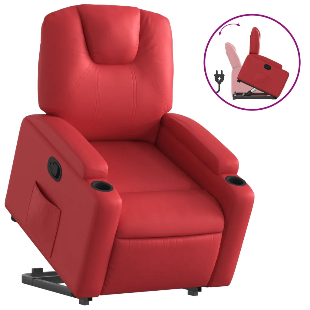 Poltrona Alzapersona Reclinabile Rosso in Similpelle 3204435