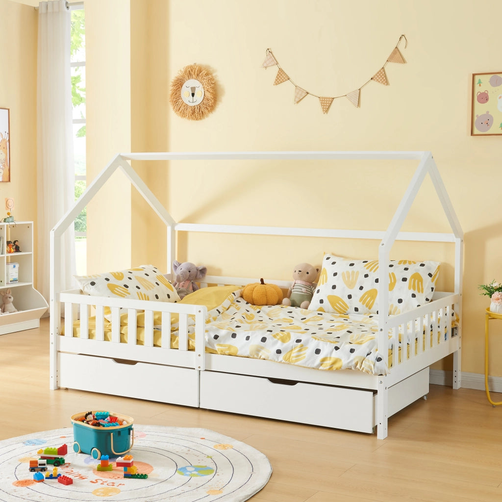 Set di 2 Cassetti Sottoletto Ydre a 4 Rotelle 97,5 x 92 x 22 cm Bianco [en.casa]