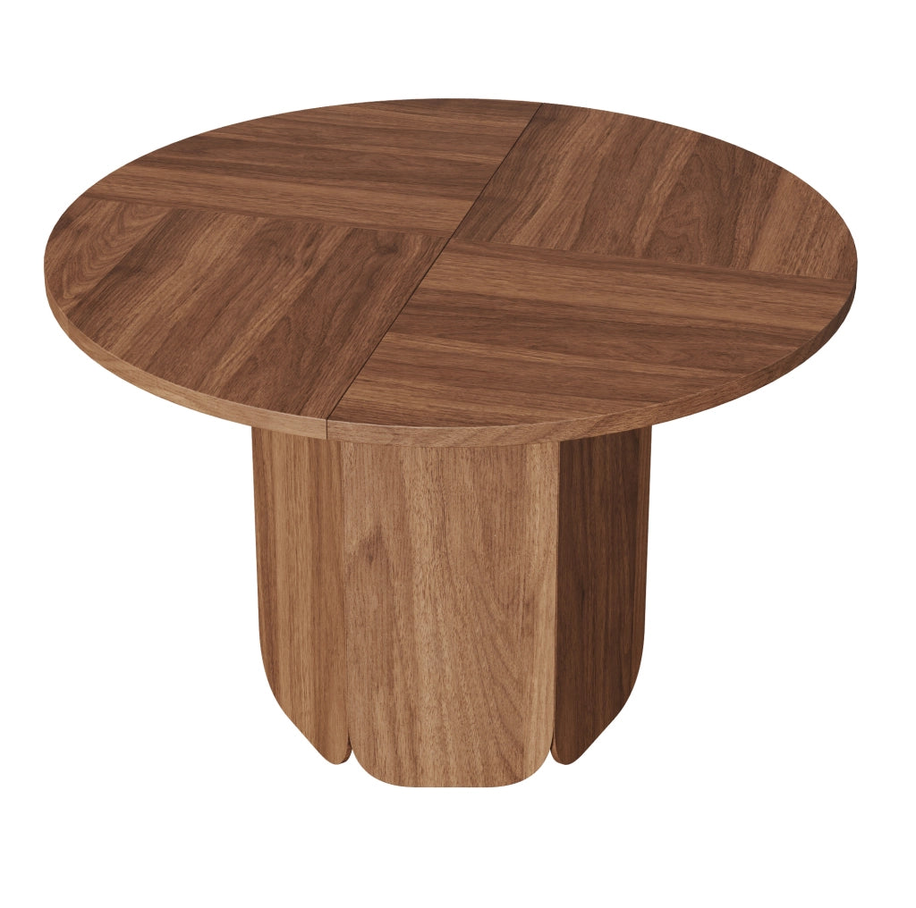 Tavolo da pranzo rotondo 120 cm in MDF; colore noce