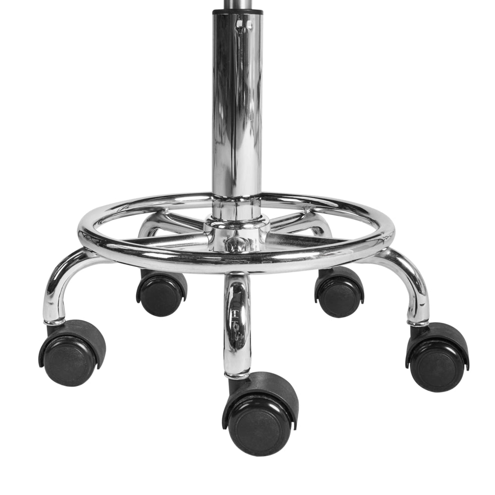 Sgabello girevole in ecopelle bianco da ufficio in metallo altezza regolabile