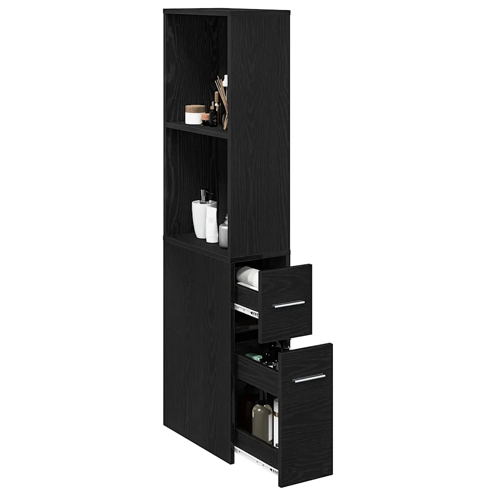 vidaXL Armadio da Bagno Stretto Rovere nero 22 x 41 x 135 cm