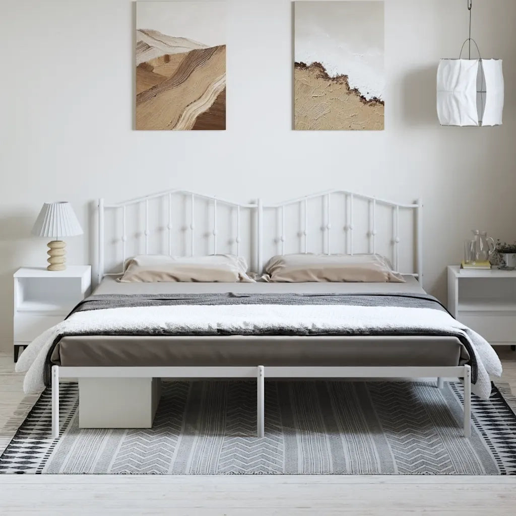 Giroletto con Testiera-Struttura Letto con testiera Metallo Bianco 193x203 cm 579851