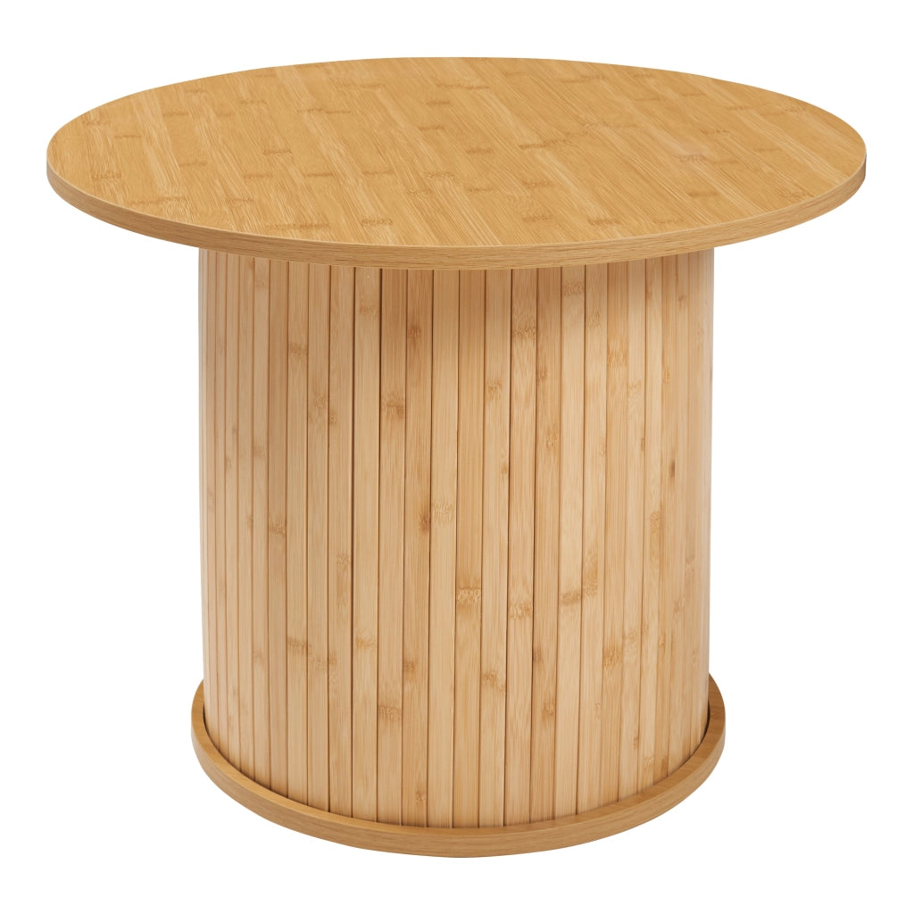 Tavolino da Caffè Rotondo Ledepid 45xØ60 cm con Piano Sporgente  - Naturale [en.casa]