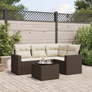 Set Divano da Giardino 5 pz con Cuscini Marrone in Polyrattan 3218913