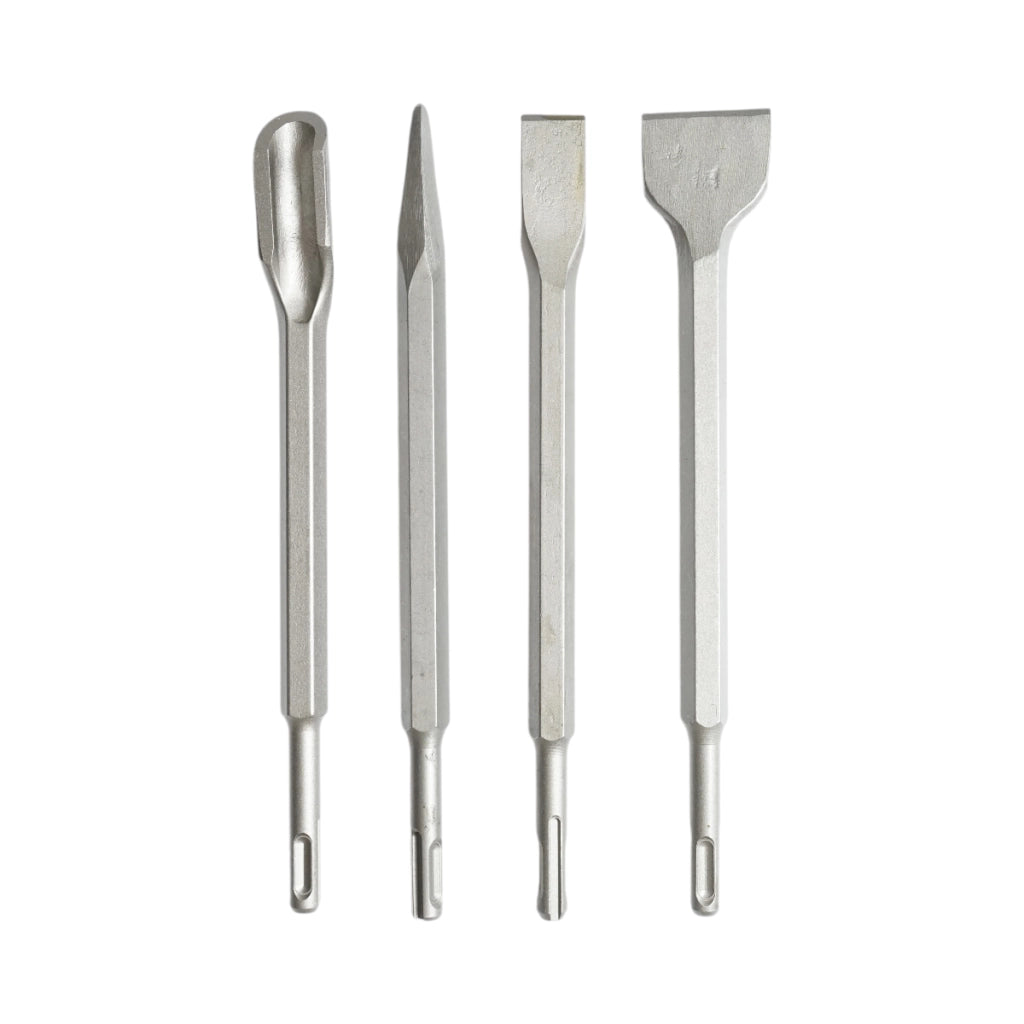 Set di 4 scalpelli per calcestruzzo SDS Plus 14x250mm, piatti, affilati e scanalati Breckner Germany