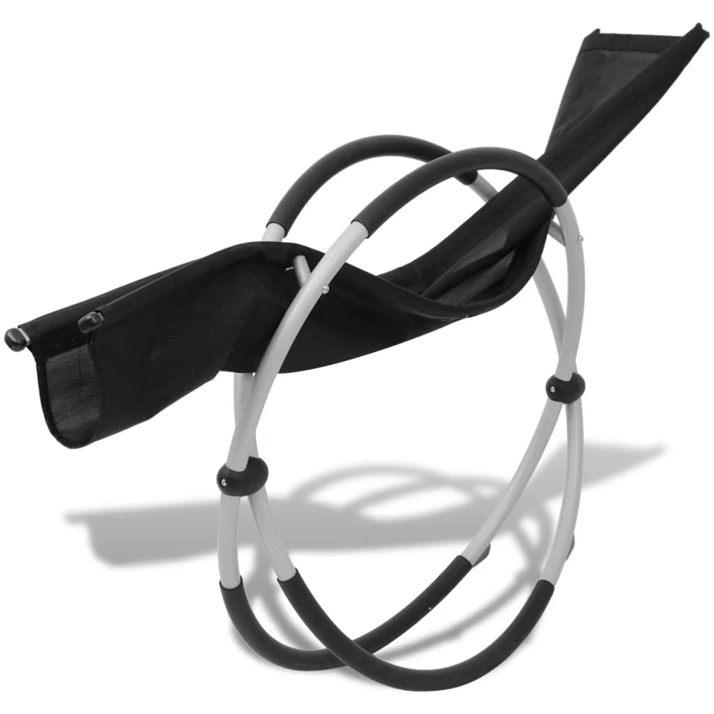 Lettino prendisole sedia a sdraio lettino prendisole letto da giardino mobili da giardino mobili da esterno geometrici acciaio nero e grigio 02_0012778