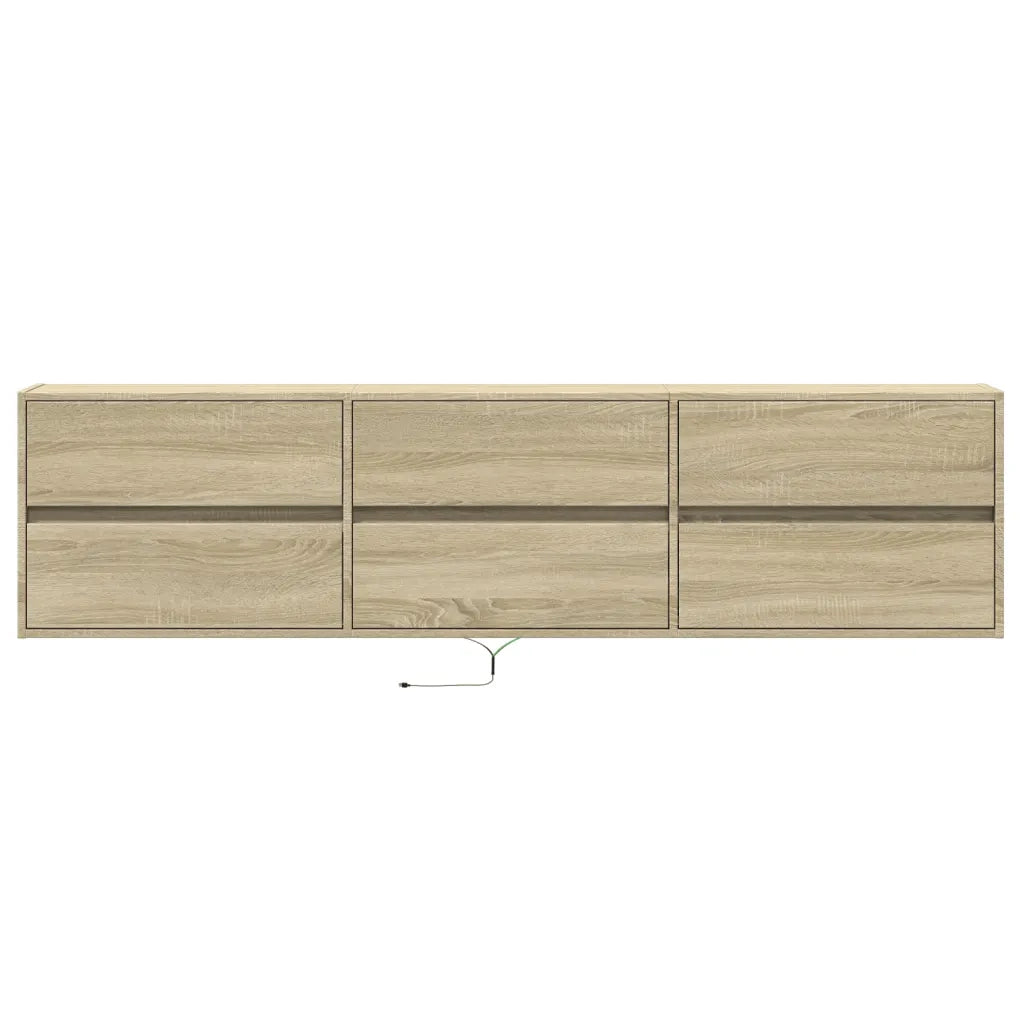 Mobile TV a Parete con LED Rovere Sonoma 180x31x45 cm