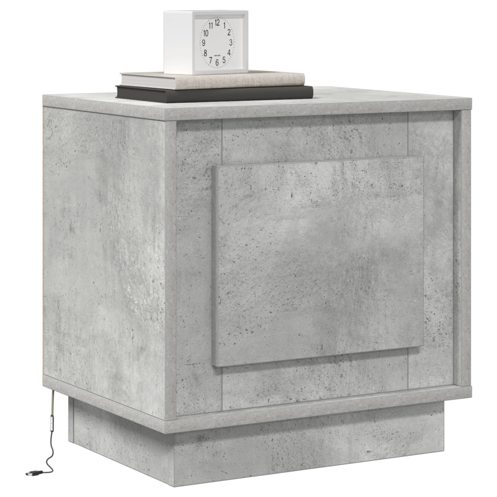 Comodini con Luci LED 2 pezzi Grigio Cemento 44x34,5x45 cm