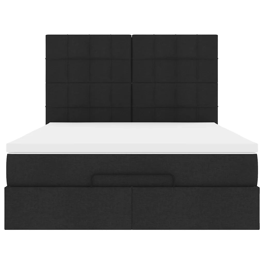 Struttura Letto Pouf con Materasso Nero 140x190 cm in Tessuto 3314005