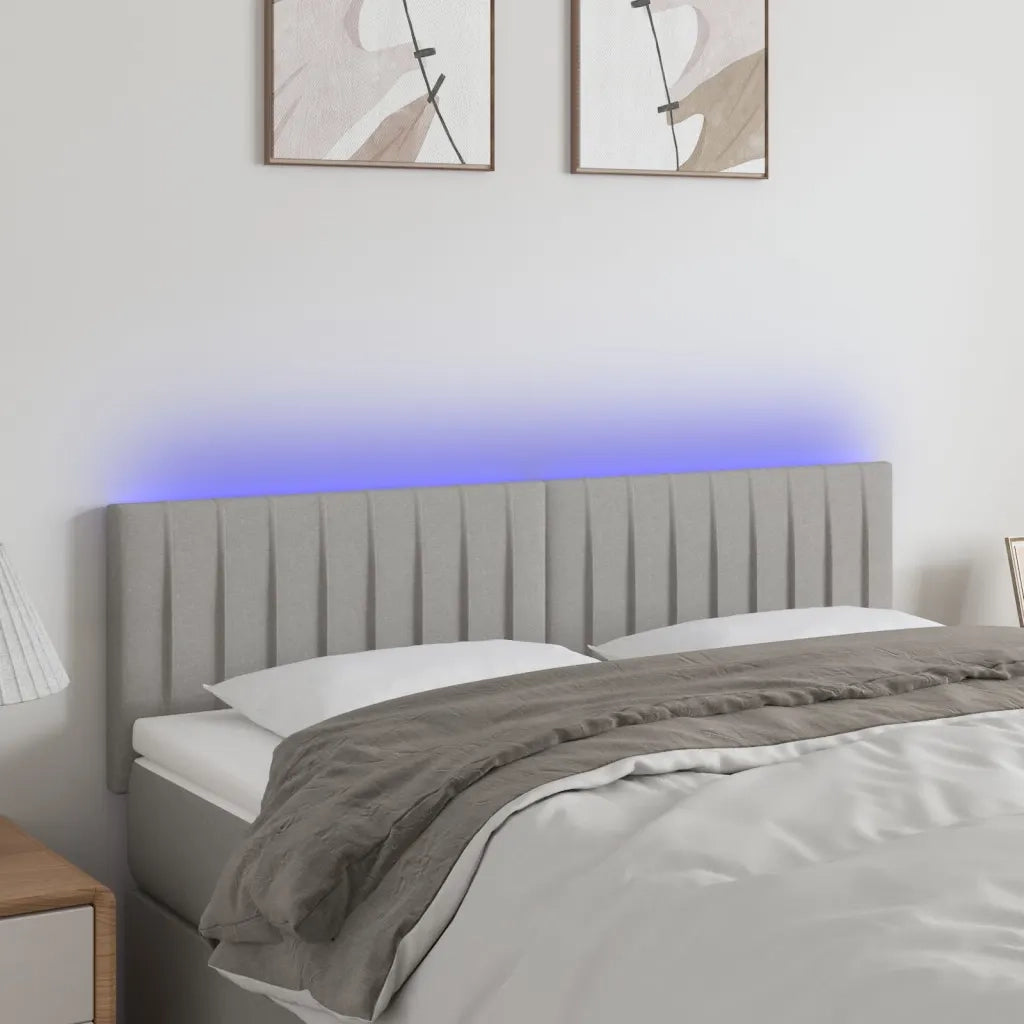 Testiera a LED-Testata con LED Grigio Chiaro 144x5x78/88 cm in Tessuto 572290