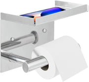 Toiletrolhouder senza forare - Toiletrolhouder in acciaio inossidabile - Toiletrolhouder adesivo - 2 metodi di installazione - Disegno antiscivolo - Disegno di scarico (argento)