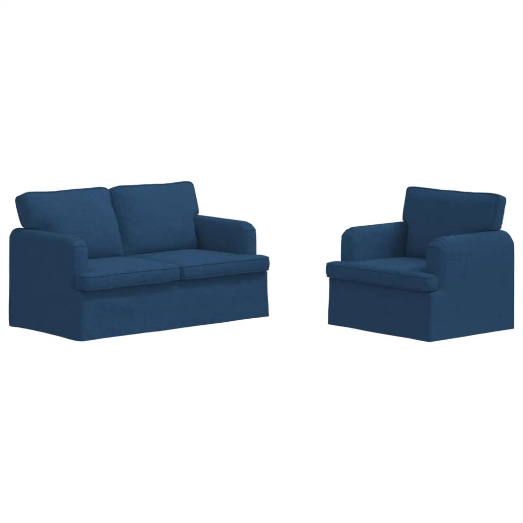 Divano 2 pcs Blu 144 x 80 x 85 cm Tessuto