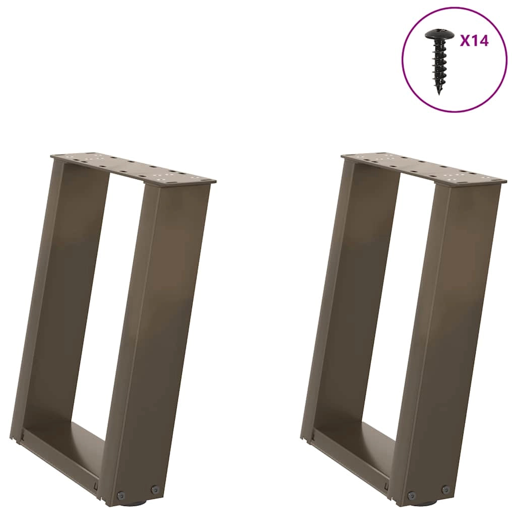 Set di 2 gambe per tavolino da caffè angolate a forma di U 38 x 42-43 cm con livelli regolabili stile moderno acciaio naturale 02_0057047