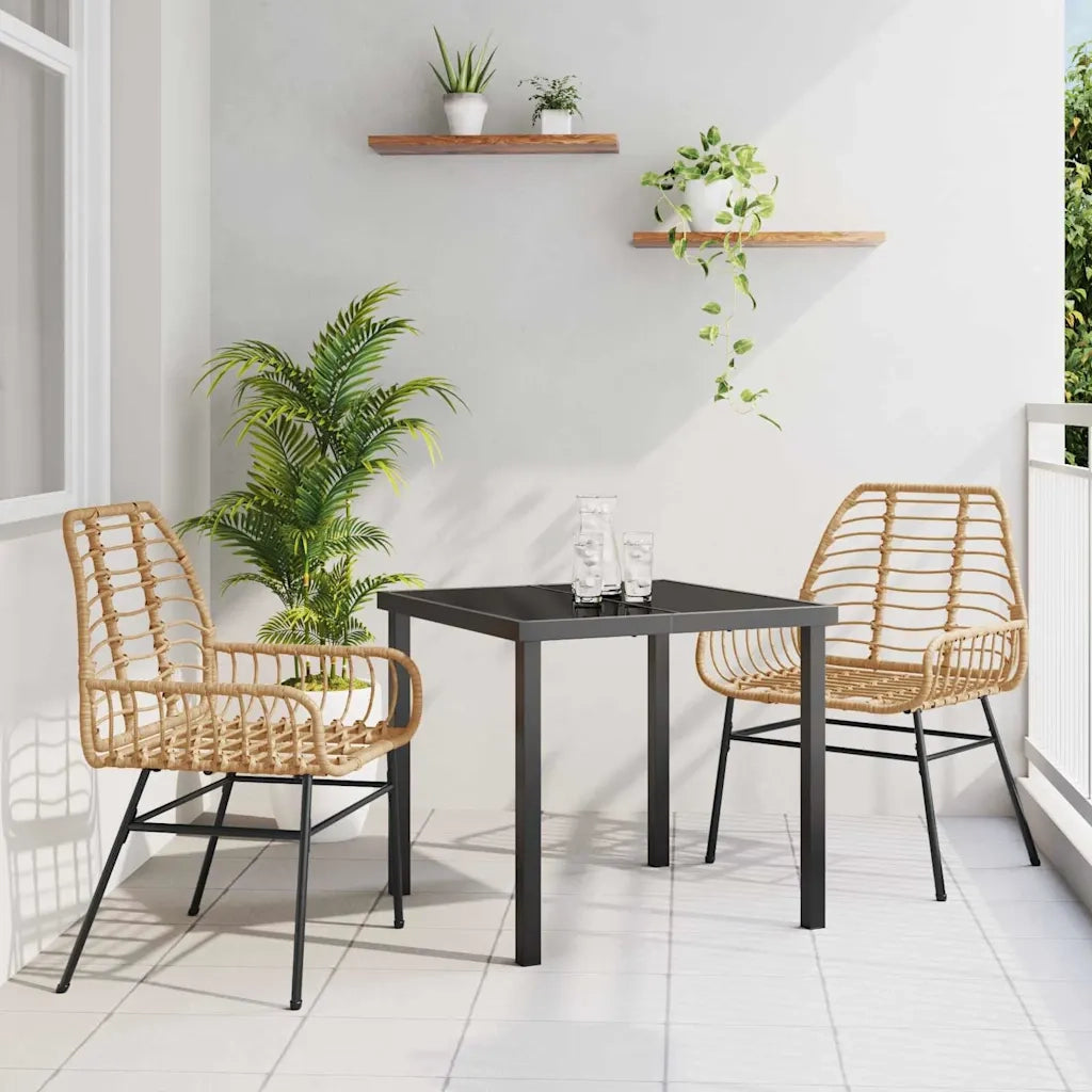 Set da Pranzo per Giardino 3 pcs Marrone polyrattan 3380848