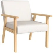 Poltrona d'Arredo in Stile Scandinavo in Legno di Pino con 2 Cuscini, 64x70x72 cm, Grigio e Color Legno