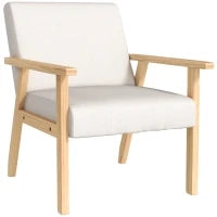 Poltrona d'Arredo in Stile Scandinavo in Legno di Pino con 2 Cuscini, 64x70x72 cm, Grigio e Color Legno