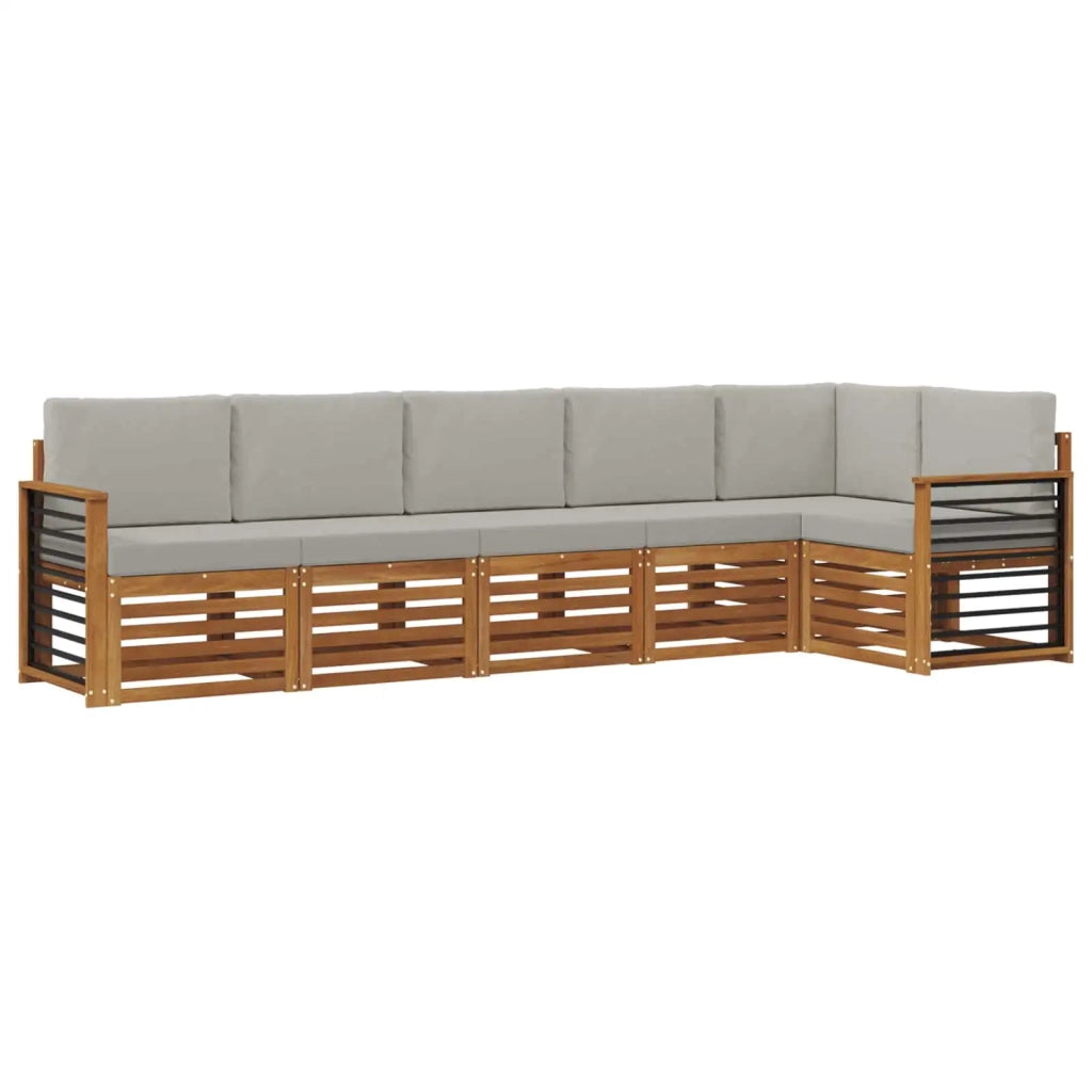 Set divano sezionale con cuscino 6 pcs Grigio Naturale e Chiaro